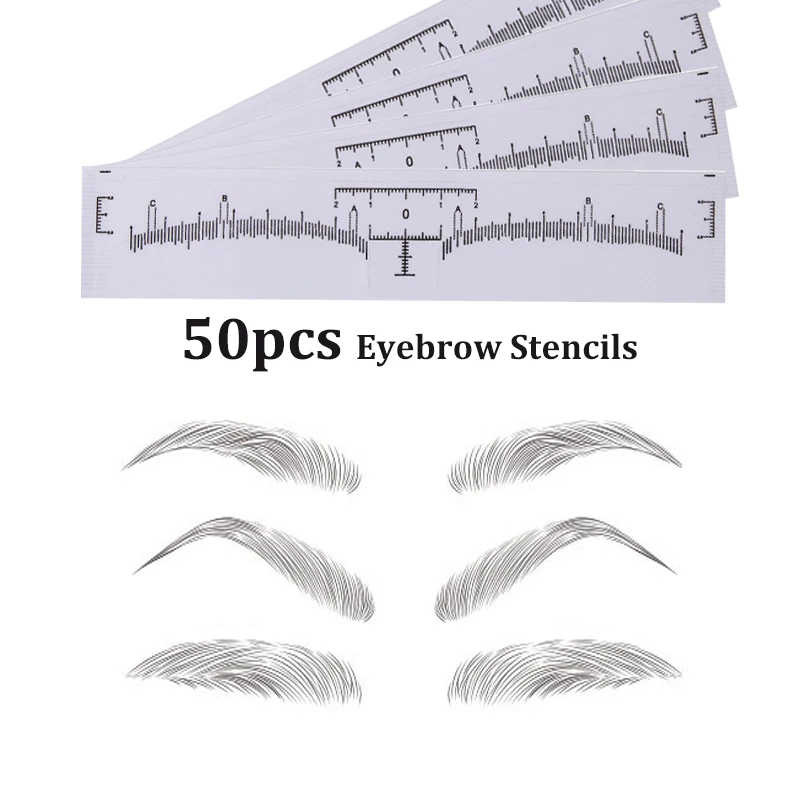 

50pcs Eyebrow Large Ruler Microblading Tattoo Accessories Tool Measurement Mark Permanent Makeup Tattoo Sticker Free Shipping