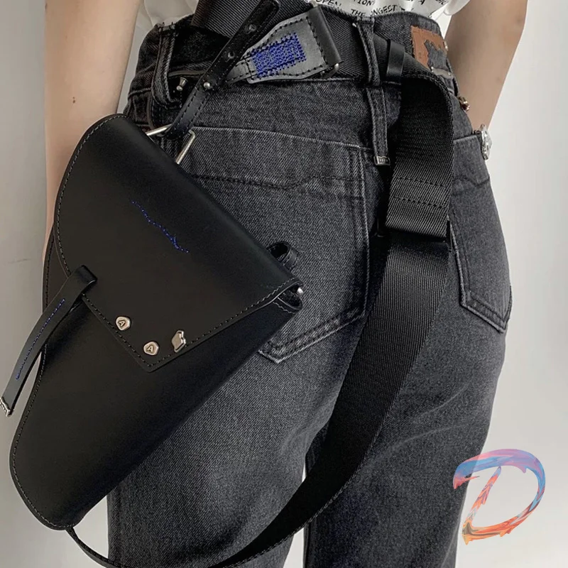 

Adererror Backpack Men Women Irregular Line Label Line Embroidery Leather Strap Vintage Messenger Bag Ader Fashion Couple Bag