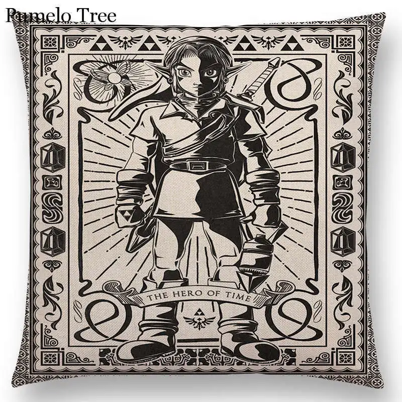 Zelda Link Chu Potion Poster Sword Shield Logo Hero Vintage Tarot Cushion Cover |