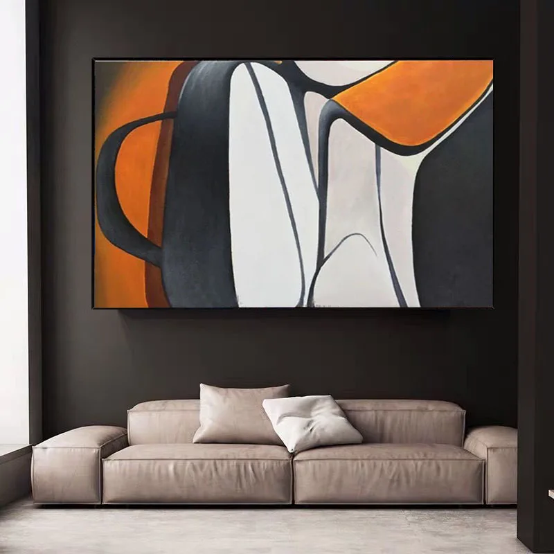

Oil Painting On Canvas Handmade Modern Abstract Art Orange Decorative Painting Living Room Entrance American Painting