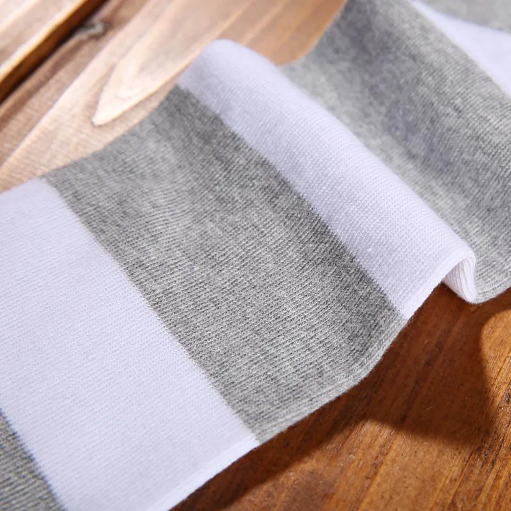 Осенние зимние модные длинные носки женские выше колена теплые в полоску мягкие