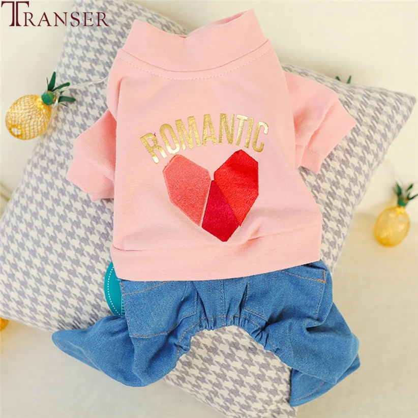 Transer, романтические джинсы, одежда для собак, Комбинезоны для домашних животных собак, повседневная одежда для щенков, кошек, одежда для домашних животных 9905