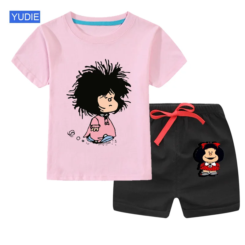 

2021 Kids Clothes Toddler Boys Cartoon Outfits Baby Girls Summer Tees Suits 2 3 4 5Years Children Clothing T-shirt + Shorts DIY