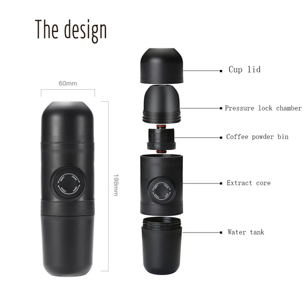 Portable Espresso Machine Compatible Ground Coffee Hand Maker Travel Gadgets Manually Operated Perfect for Camping Hiking | Дом и сад