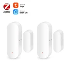 Tuya Zigbee Smart WiFi датчик для двери дверь открытойзакрытый детекторы Wi-Fi сигнализации дома Совместимость с Alexa Google Home приложение Tuya