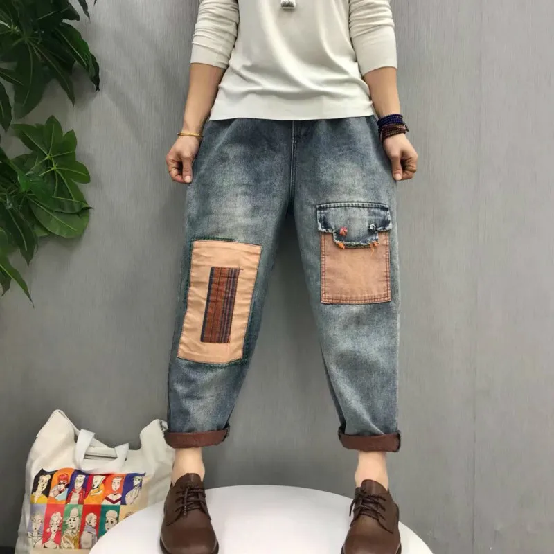 Женские джинсы в стиле пэчворк Max LuLu повседневные брюки из денима оверсайз