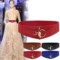 pure color creative design slim shaping belt womens fashion wild wide waistband elastic stretch dress waist belt buckle band