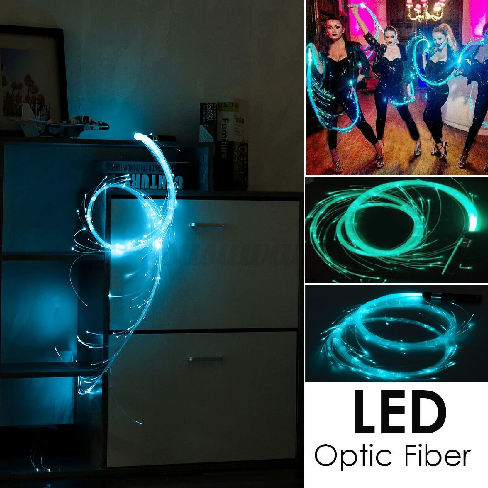 RGB светодиодная оптоволоконная плетка-360 ° вращасветильник лампа для освещения