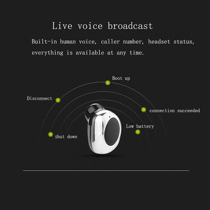 Мини беспроводные Bluetooth наушники музыка свободные руки USB скрытый наушник