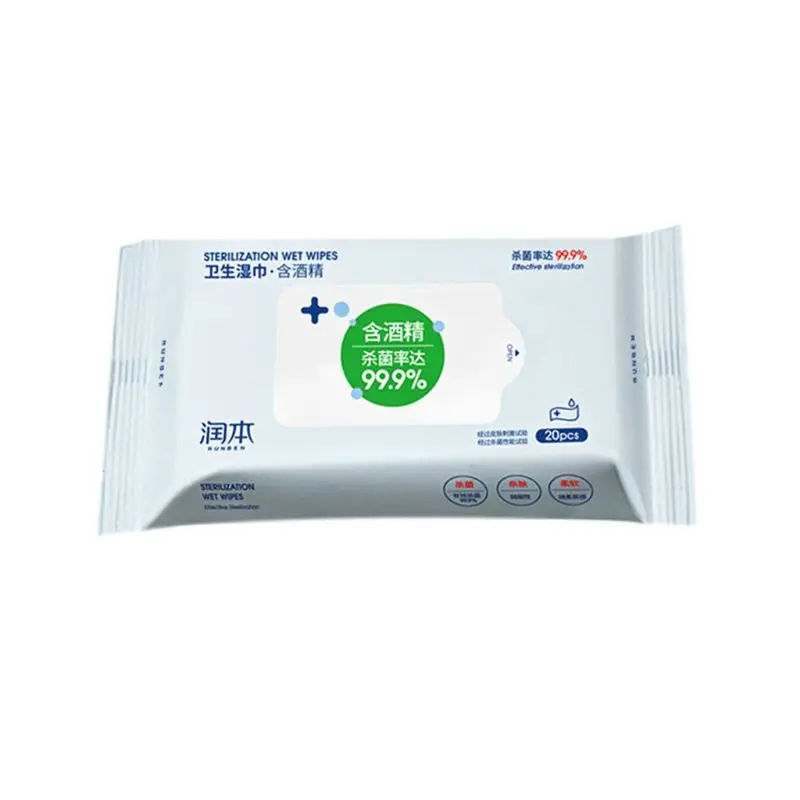 

20 Sheets Hand Moist Antibacterial Wet Wipes Plant Extract Antiseptic Pad Tissue