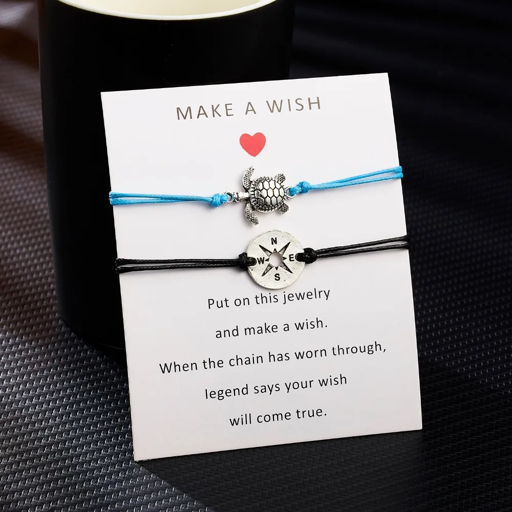 Belleper Make a Wish/Friendship/Mom Love Card Turtle Adjustable Fashion High Quality Bracelet Charm Female New Unique Jewelry