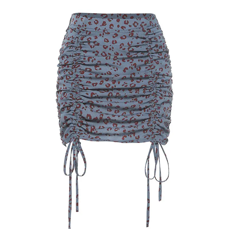 

European and American Fashion 2021 Summer Women 's New High Waist Slim Drawstring Pleated Hip Skirt skirt