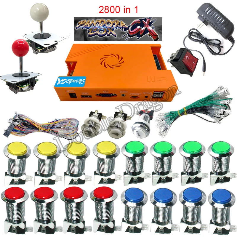 

New 2800 in 1 Pandora Box CX Arcade machine Joystick Support 2 Players can add game functions Chrome LED Push Button DIY kit