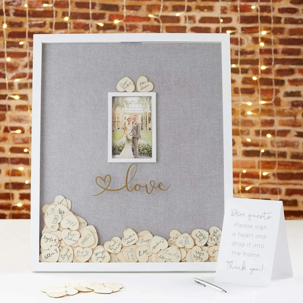 Индивидуальная женская свадебная коробка для гостевых книг в форме сердца