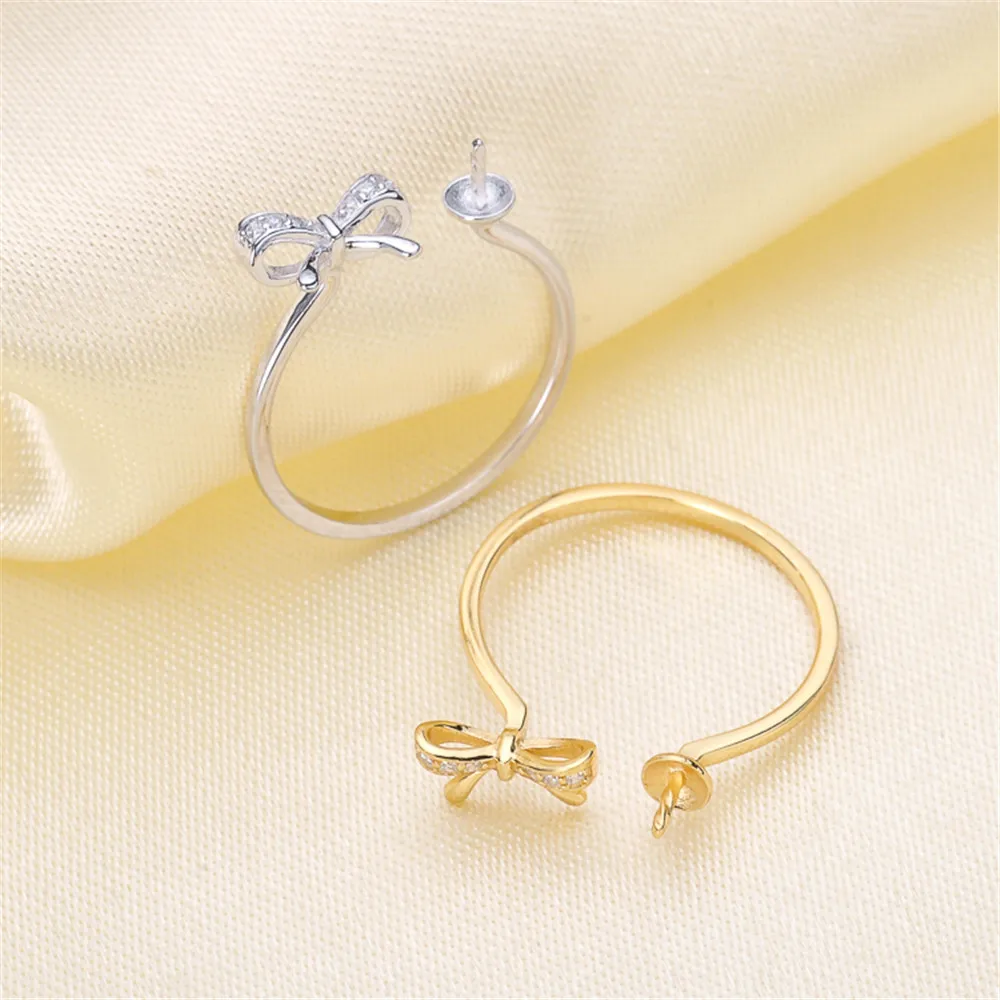 

Pearl Ring Settings, Fashionable Ring Findings, Adjustable Size 925 Silver Ring Jewelry DIY Making No Pearl