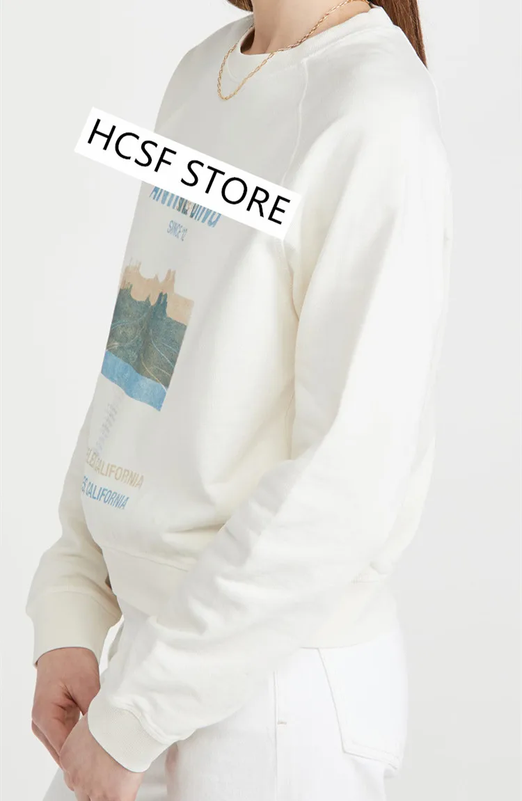 

Women Letters And landscape Printed O-neck Sweatshirt 2021 Autumn Cotton Long Sleeve Straight Pullover