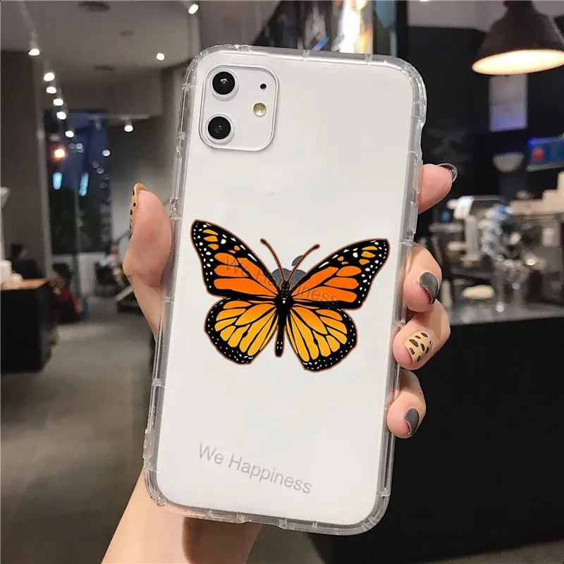Мягкий прозрачный чехол Monarch Butterfly для iPhone 13 XS MAX X XR 5S 6S 8 7 Plus SE 2020 11 12 Pro Max mini Coque |