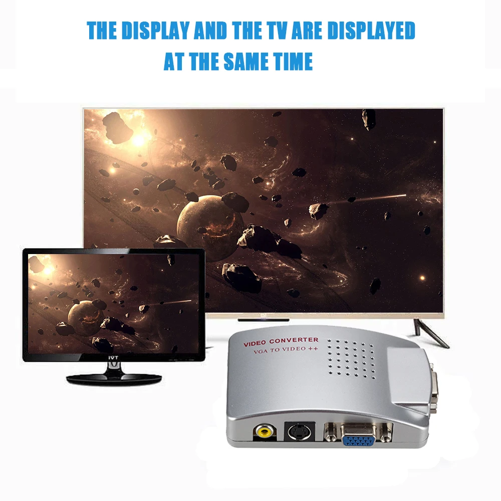 VGA конвертер коробка NTSC PAL в AV RCA адаптер 1080P видео переключатель композитный для