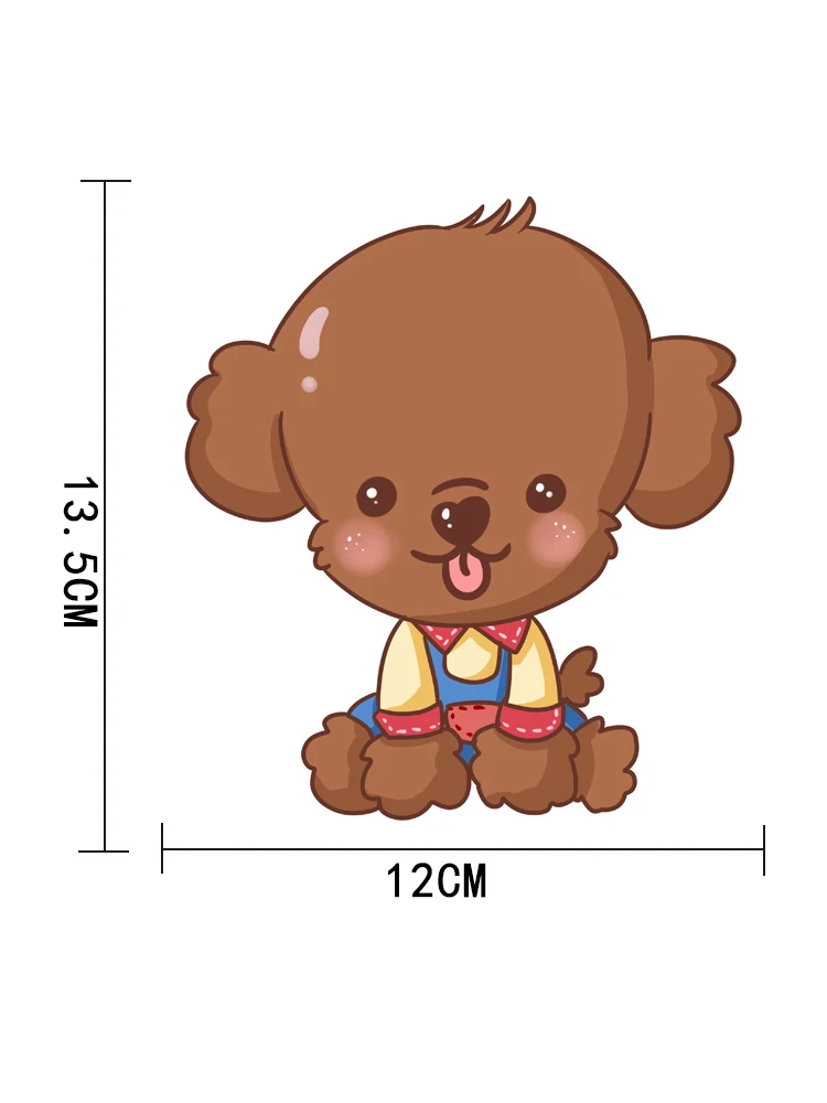 

ZTTZDY 12cm*13.5cm Cartoon Cute Teddy Dog Sitting PVC Car Sticker YJ1-0057
