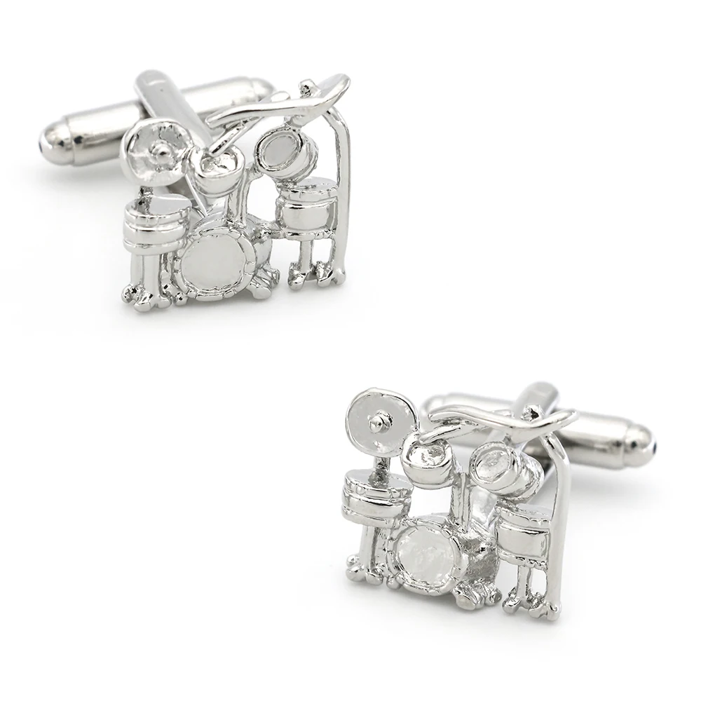 

Free Shipping Music Cufflinks Drum Kit Design Silver Color Quality Copper Cuff Links Wholesale&retail