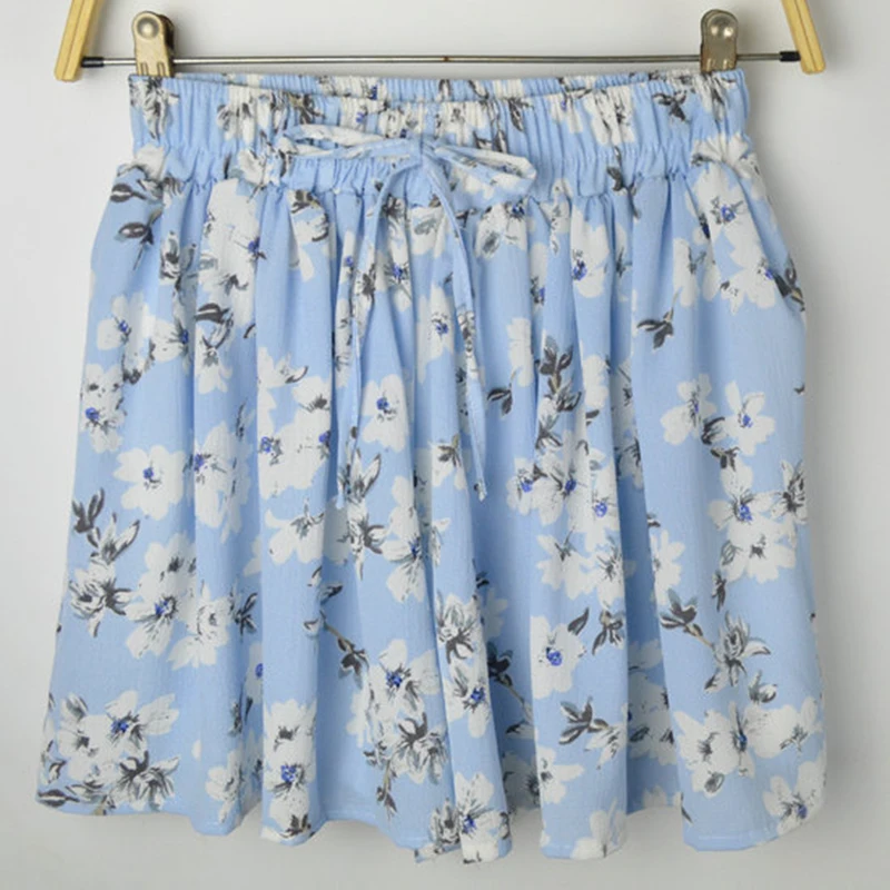 

Shorts Women Chiffon Ladies Soft Summer High Casual Printed Fashion Womens Vacation Elegant Slim Breathable All-match Elastic