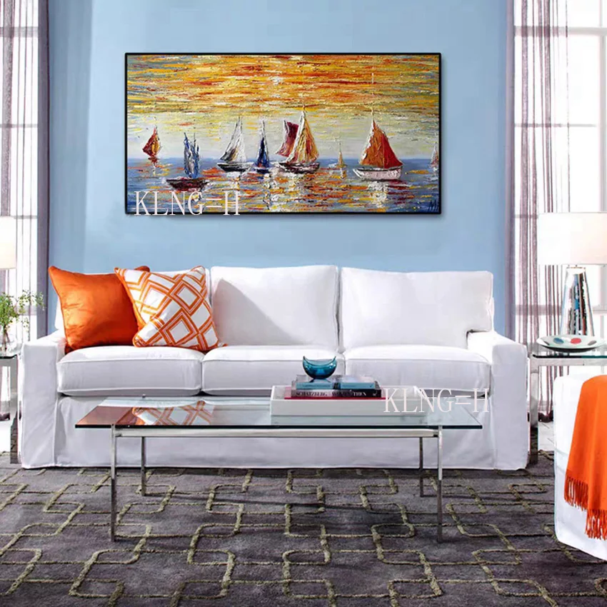 Абстрактная картина маслом ручная роспись морской пейзаж настенное изображение
