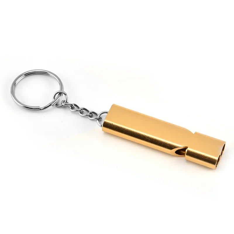 

Whistle double tube high frequency whistle aluminum alloy belongs to survival whistle car key chain personal backpack pendant
