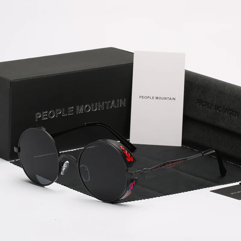 Солнцезащитные очки круглые в металлической оправе UV400 для мужчин и женщин