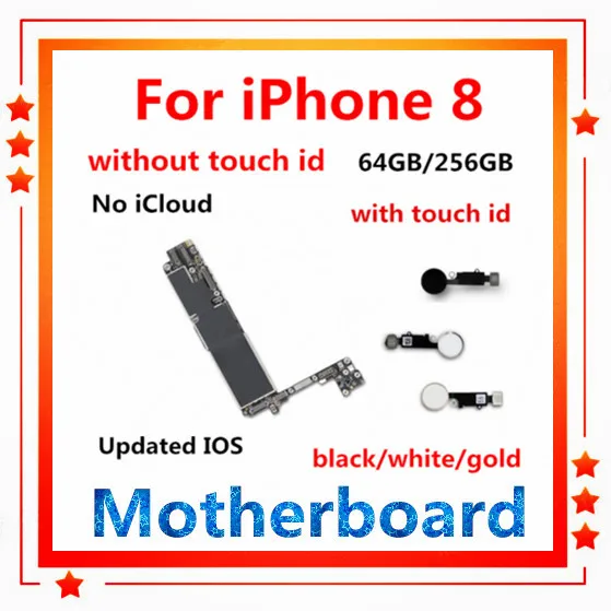 64 Гб оригинальная материнская плата для iphone 8, материнская плата 256 ГБ, разблокированная материнская плата для iphone 8 4,7 дюймов с/без сенсорной ID карты