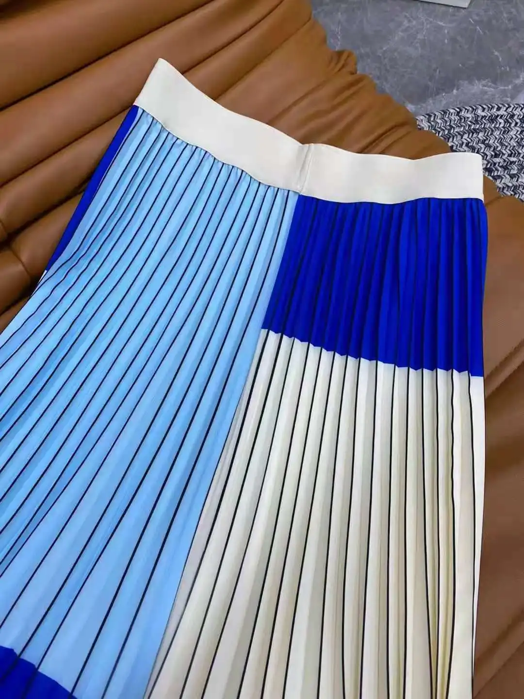 

2021 summer new half long skirts for women boho ruffle skirt color matching pleated befree clothes high waist