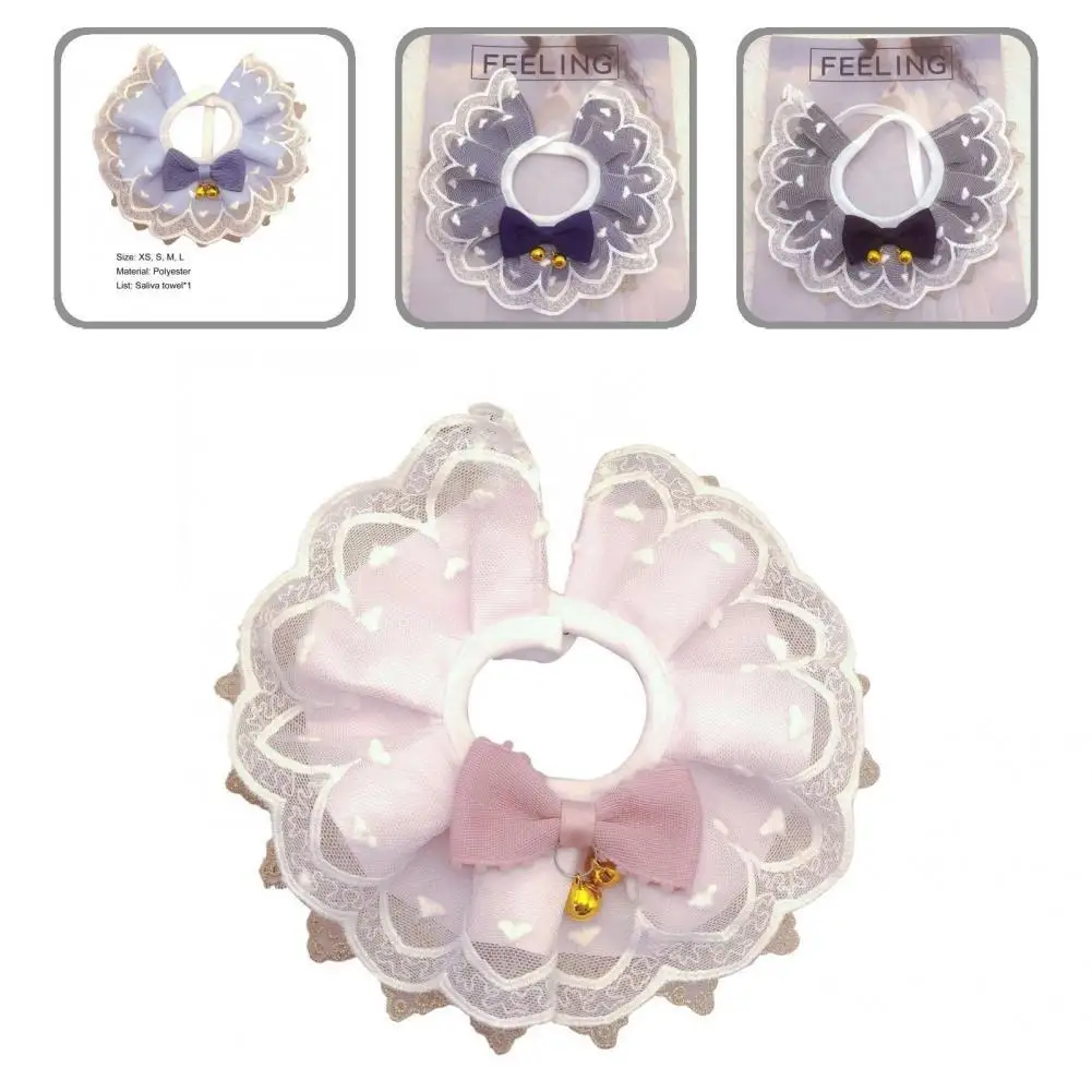 

Eco-friendly Puppy Collar Bow-tie Decor Cute Cat Collar Saliva Towel Pet Collar Bib Pet Collar