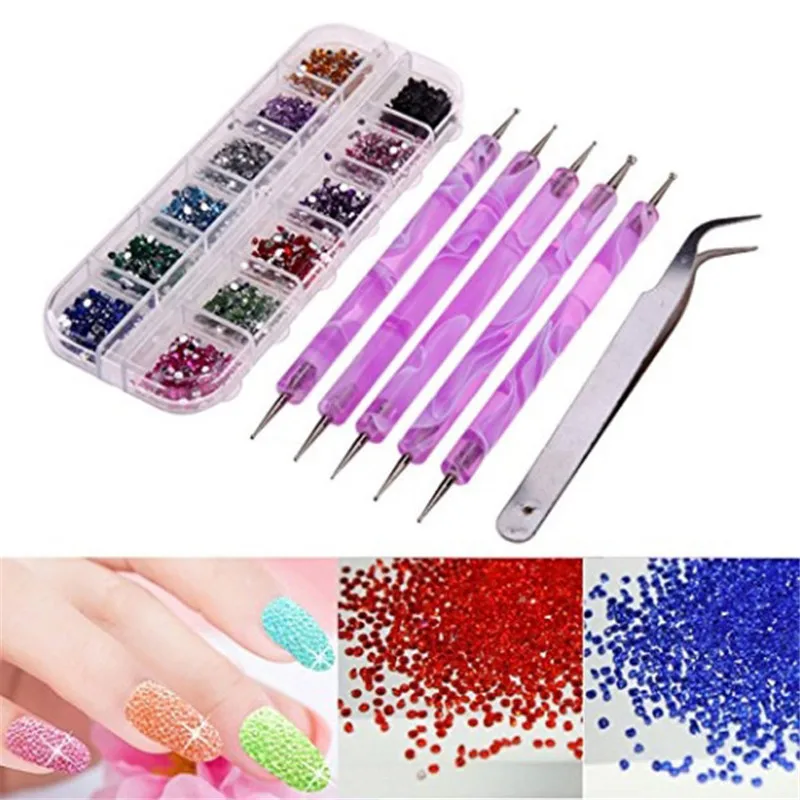 12 смешанных цветов дизайн колеса 3D ногтей наконечник очарование горный хрусталь