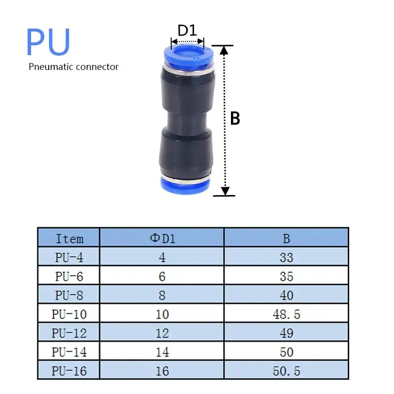 Pneumatic fittings  PY/PU/PV/PE/HVFF/SA  Air water pipes and pipe connectors direct thrust 4 to12mm plastic hose quick couplings