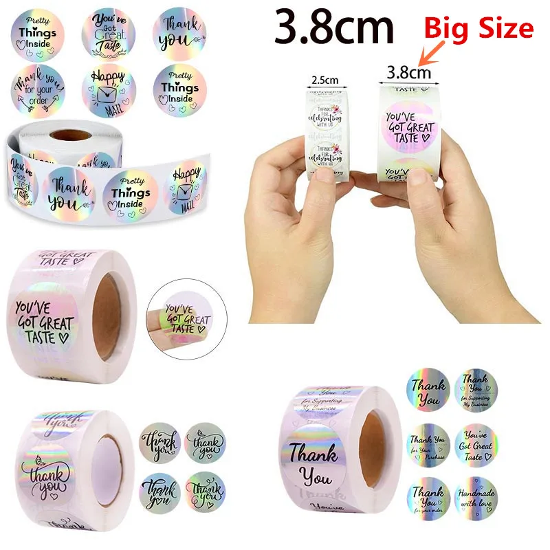 

Big Size 3.8cm Thank You Stickers Gift Sealing Stickers Festival Wedding Birthday Party Offer Stationery Sticker 500pcs/Roll