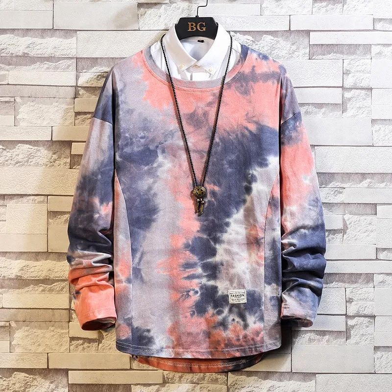 

KEMOY Men Harajuku Tie Dye Oversized Hoodies 2021 Autumn Mens Japanese Streetwear Sweatshirts Male Cotton Hip Hop Hoodie