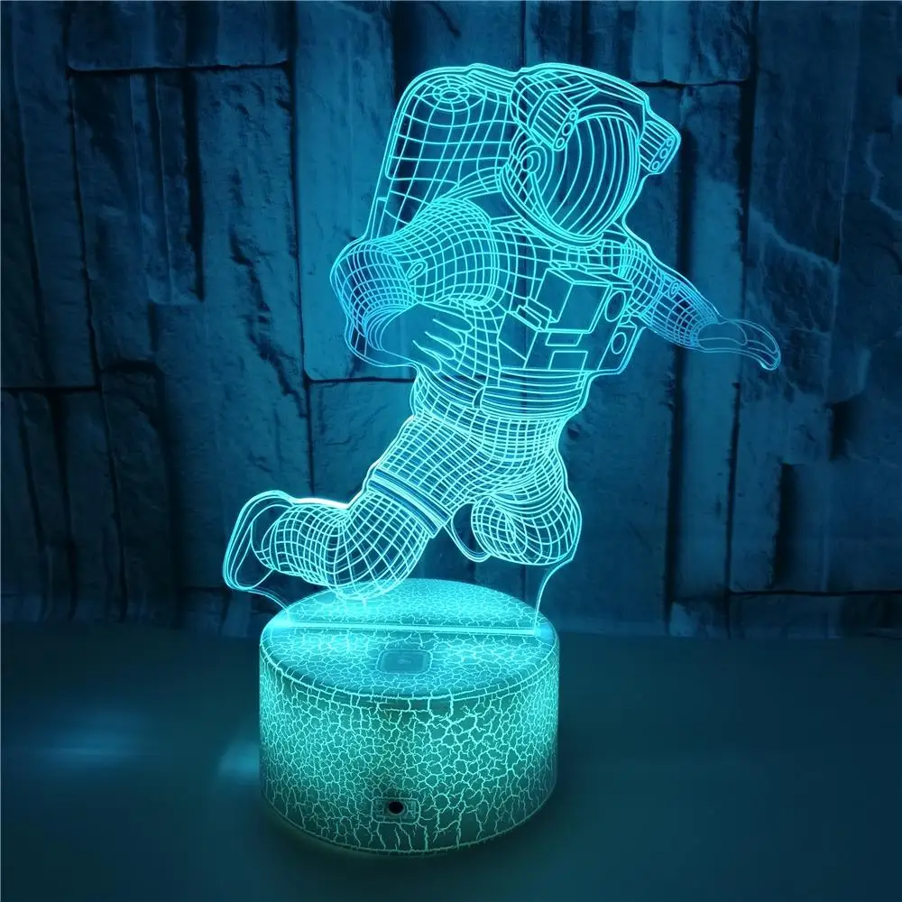 3D Night Light Illusion Led Table Lamp Astronaut Design for Boys Birthday Gifts Bedroom Decor 16 Colors Changing USB Powered | Освещение