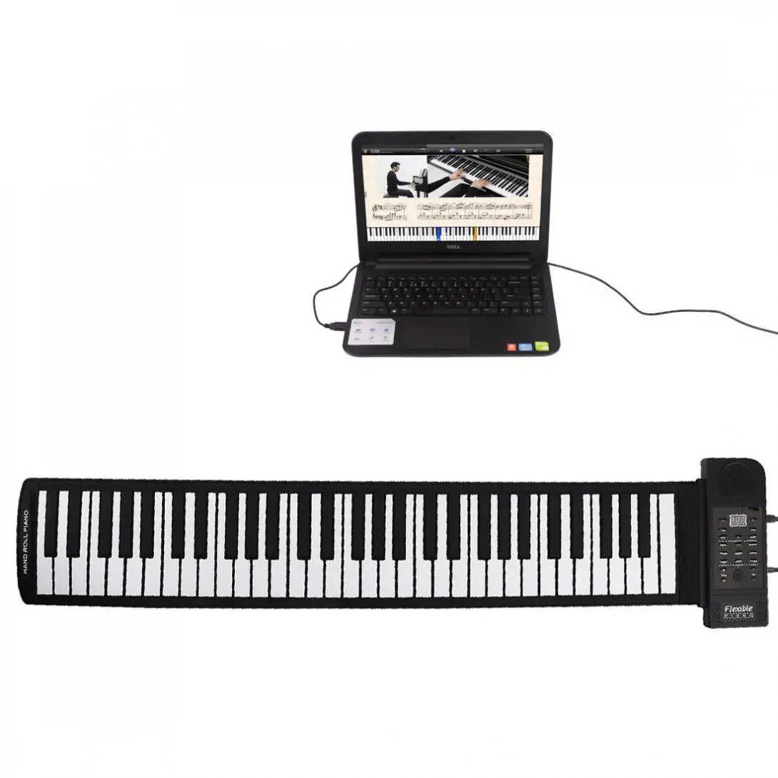 KONIX PU61S  Flexible Digital Display 61Keys 128 Tones 128 Rhythms Children Toys Electronic Roll Up Piano Built-in Speaker enlarge