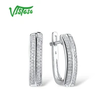 vistoso gold earrings for women 14k 585 white gold sparkling luxury diamond wedding band engagement trendy fine jewelry