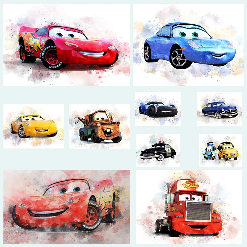 

Canvas Art Pixar Cars 2 Movie Poster Canvas Painting Cartoon Lightning McQueen Posters and Prints Wall Art Picture for Kids Room