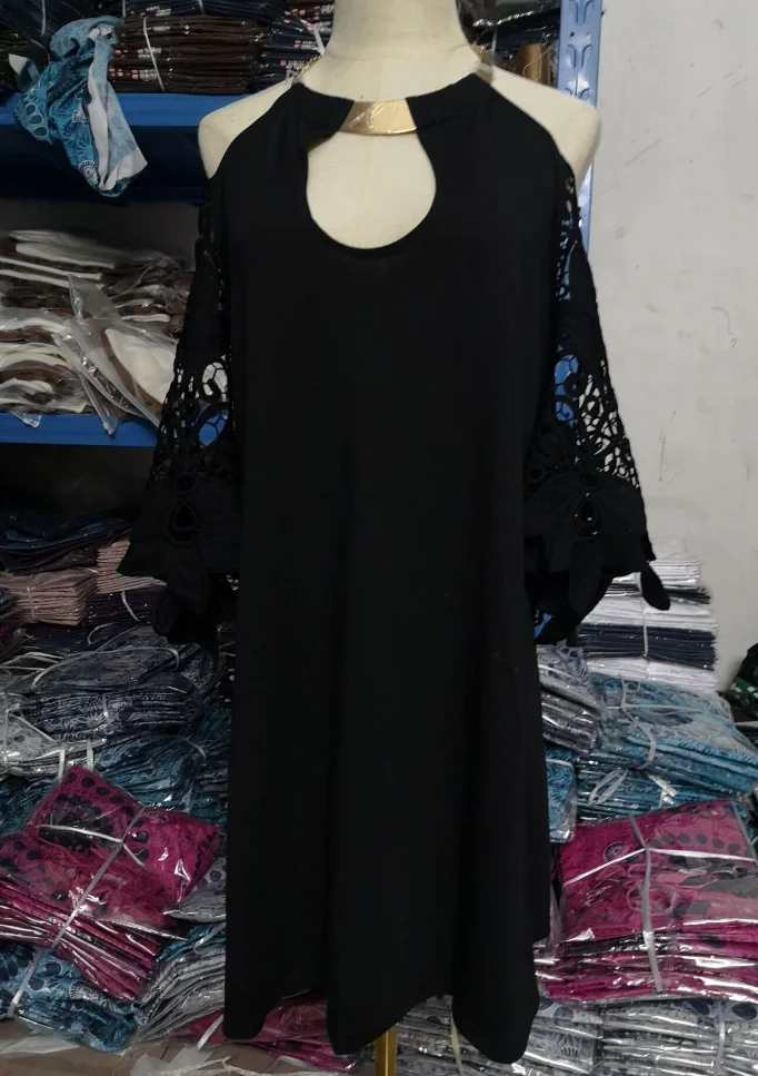 

Women's Sexy Lace Strapless Dress Solid Color Sleeve Halter Neck Female Sexy Dresses Soild Color Print Mini Female Vestidos