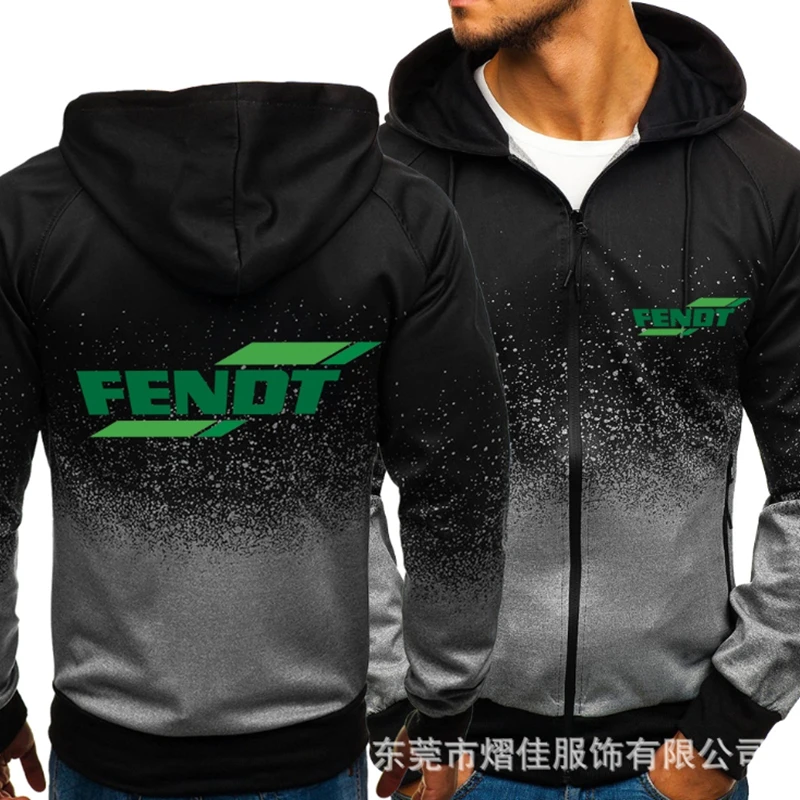 

2021Jacket men's FENDT logo print casual hip hop Harajuku gradient Hooded Fleece Sweatshirt zipper Hoodie men's wear