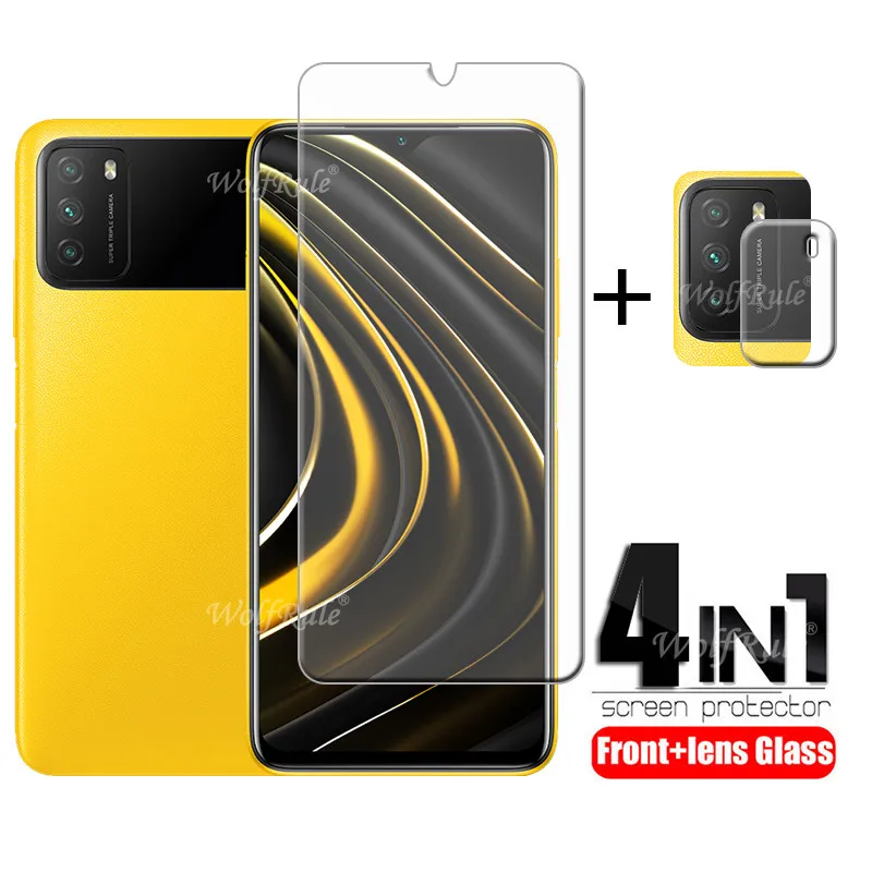 

4-in-1 For Xiaomi Poco M3 Glass For Poco M3 Tempered Glass HD Screen Protector For Redmi Note 9T 5G Poco X3 M3 Pro Camera Glass