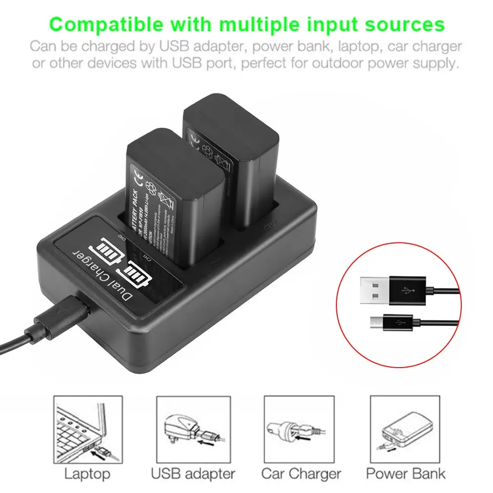 Для Sony 2 шт 2000mAh NP-FW50 NP FW50 батарея камеры + LCD USB двойное зарядное устройство для Alpha