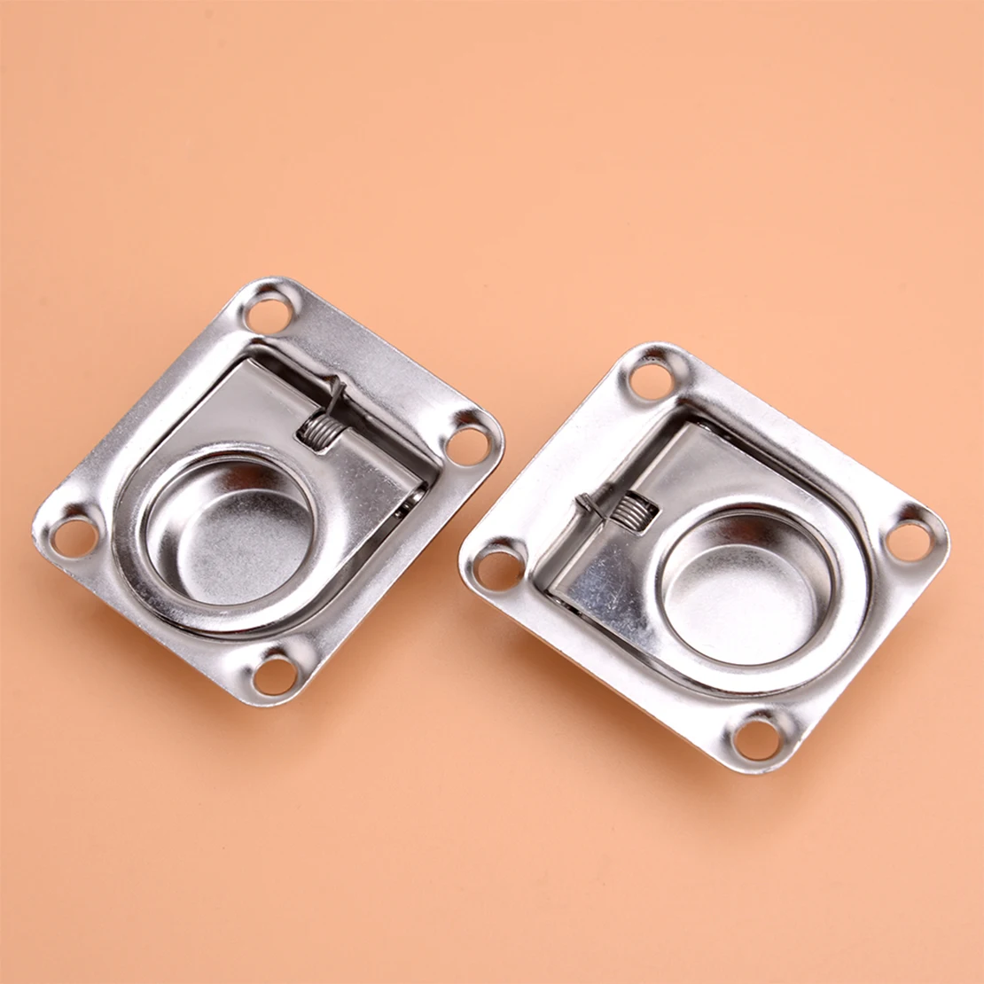 

2Pcs/Set Marine Stainless Steel Rectangular Recessed Spring-Loaded Flush Mount Pull Ring Lift Handle Hatch Latch for Boat Hatch