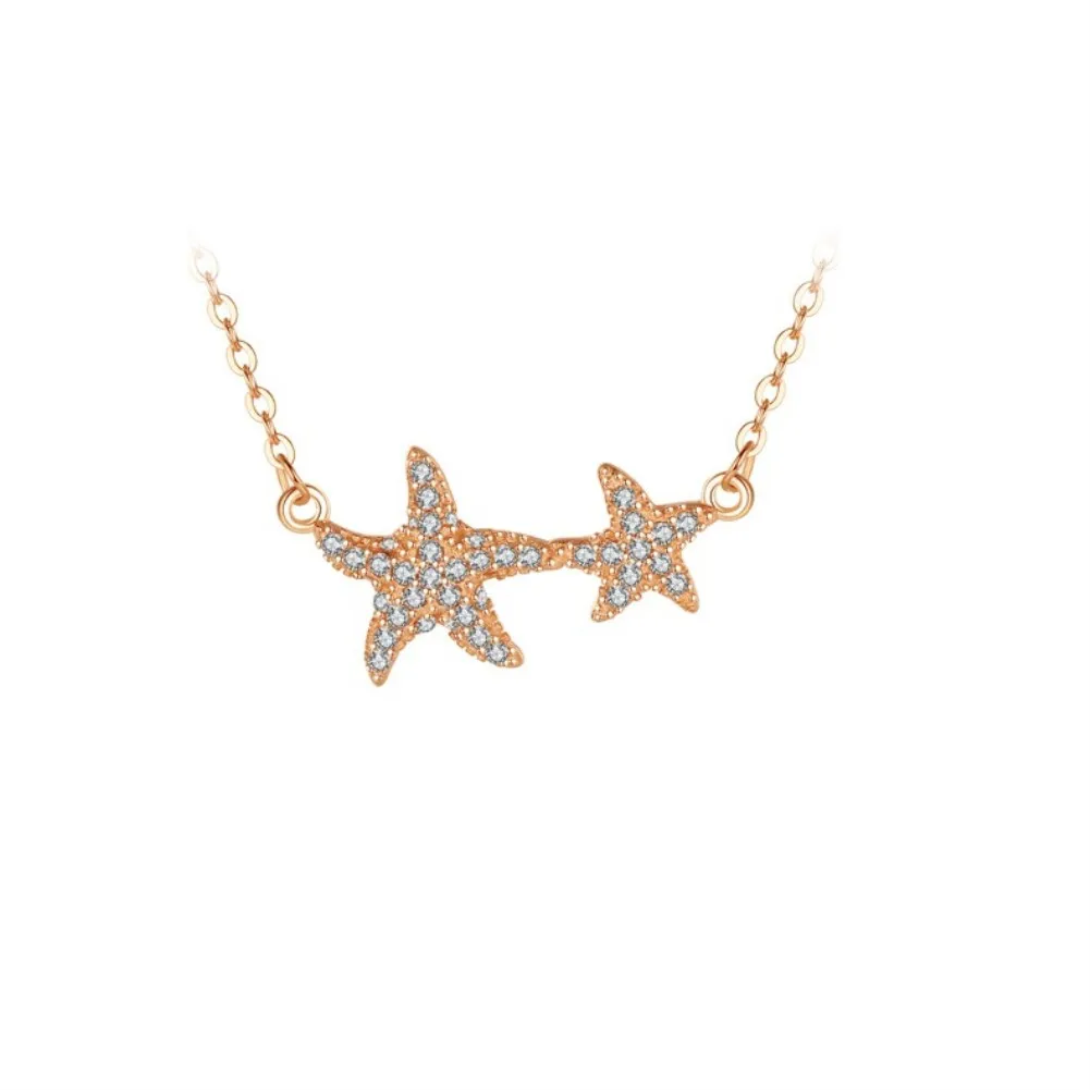 

SILVERHOO 925 Sterling Silver Shiny Sea Star Pendant Necklaces For Women Trendy Cubic Zirconia Choker Necklace Fine Jewelry Gift