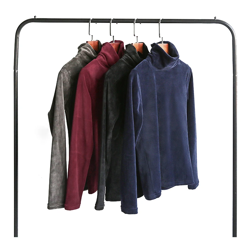 

Half High Neck Base Coat Women's Plush Long Sleeve T-shirt Autumn Wear With Slim Top Solid Color For Warmth Thermal Underwear