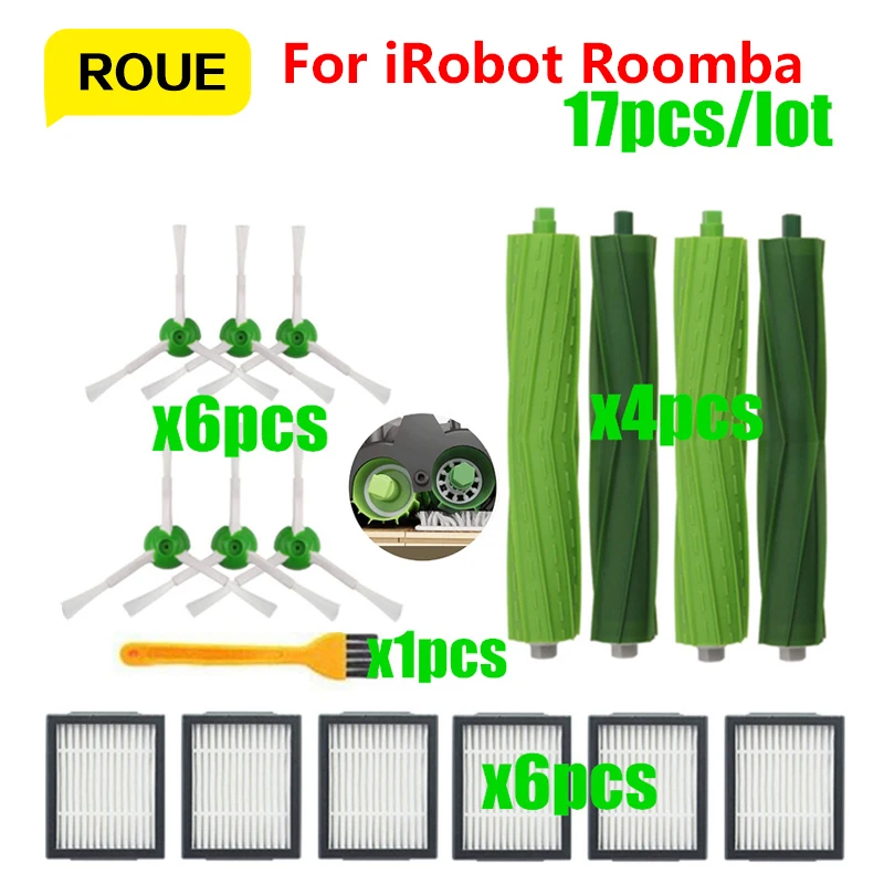 

ROUE Hepa Filter+Side Brush+Brush Roll+Dust Bags Replacement For iRobot Roomba i7 E5 E6 Series Robot Vacuum Cleaner Spare Parts