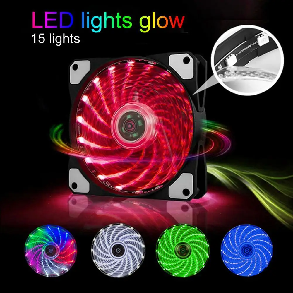 

15 LED Lights Hydraulic Bearing Long Service Life Silent 3Pin 4Pin Computer Case Fan