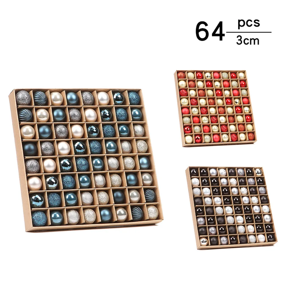 

64 шт./набор, шары для рождественской елки, 3 см