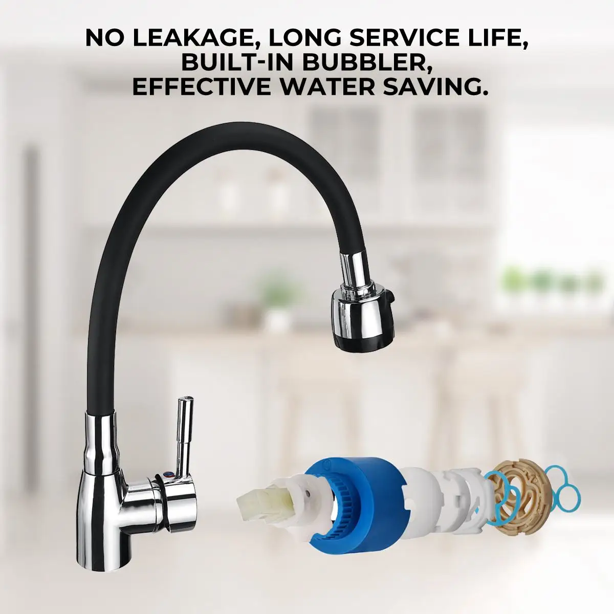

Polished Chrome Black 360Rotating Single Handle Kitchen Basin Faucet Cold and Hot Water Mixer Tap Torneira Deck Mounted